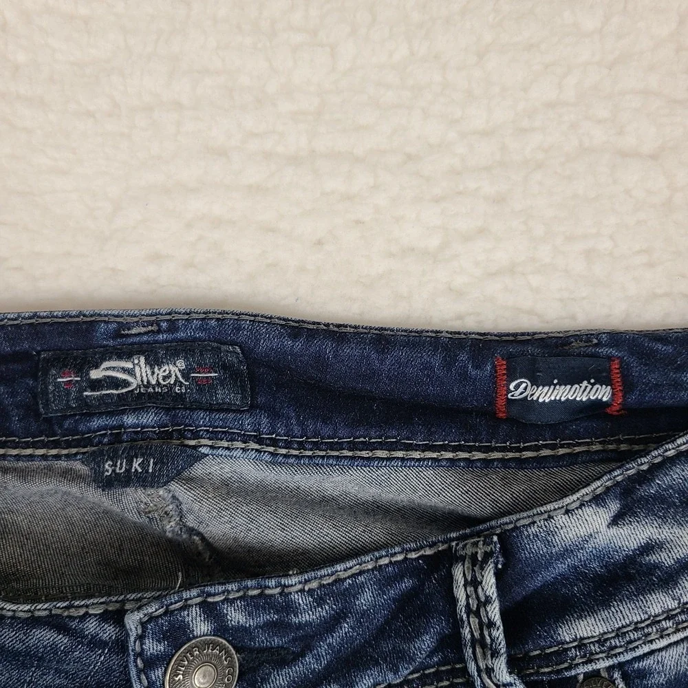 Silver Jeans Womens 18x31 Blue Suki High Slim Boot Denimotion Dark Wash Denim *